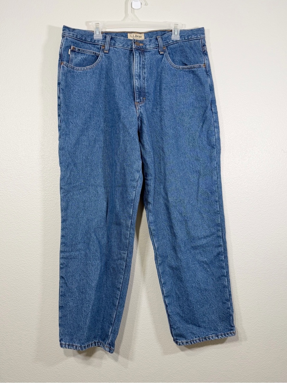 L.L. Bean Jeans Relaxed Fit Denim Blue Pants Flannel Lined Warm Cotton Men 38x30